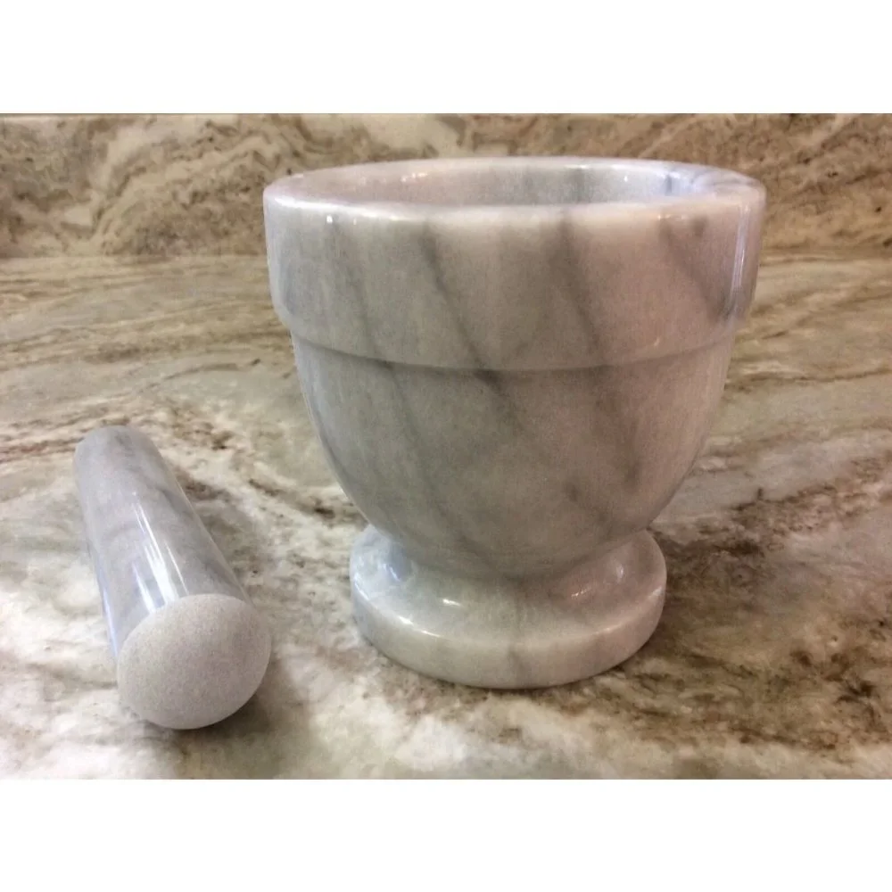Mortar And Pestle. Norpro. 4"x4". Gray And White Marble. New. - Picture 4 of 9